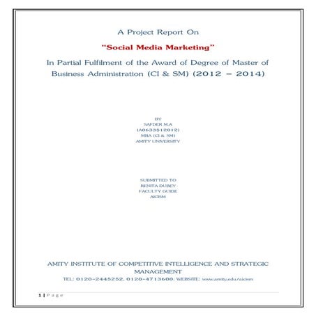 A project report on Social Media Marketing
