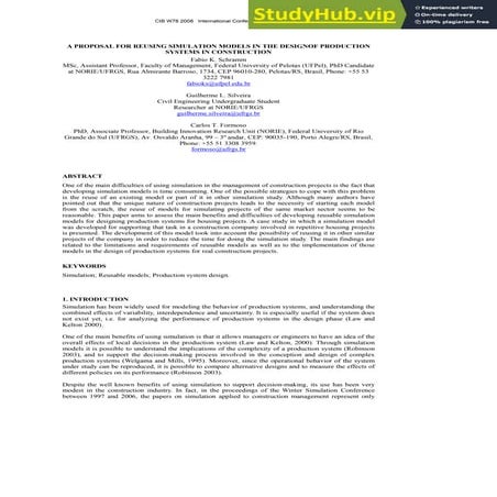 A PROPOSAL FOR REUSING SIMULATION MODELS IN THE DESIGN OF PRODUCTION SYSTEMS ...