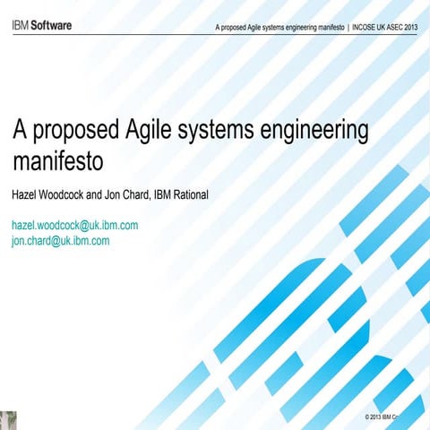 A proposed agile systems engineering manifesto