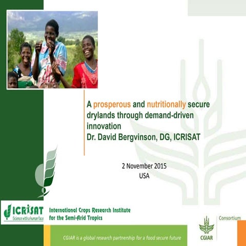 A prosperous and nutritionally secure drylands through demand-driven innovation 