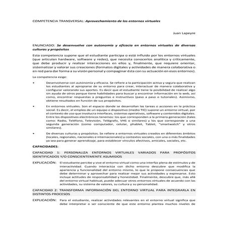 Competencia para integrar las TIC: Aprovechamiento de los entornos virtuales