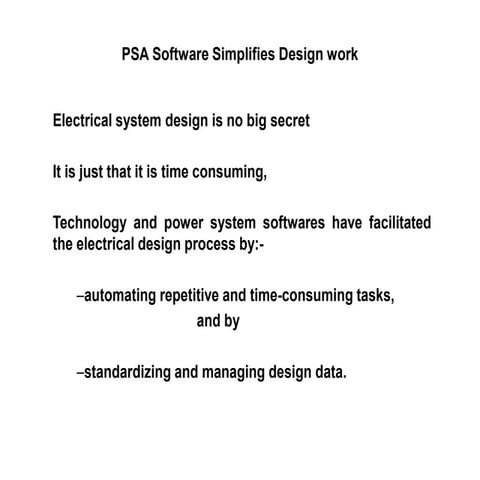 ETAP study A  PSA SIMPLIFIES DESIGN WORK.ppt