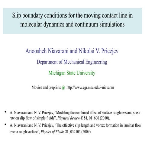 Slip boundary conditions for the moving contact line in molecular dynamics an...