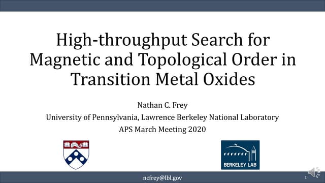 APS March Meeting Nathan Frey 2020