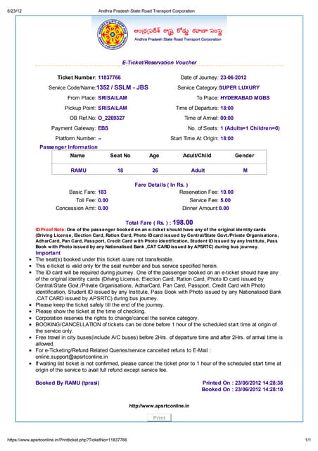 Apsrtc online booking official website