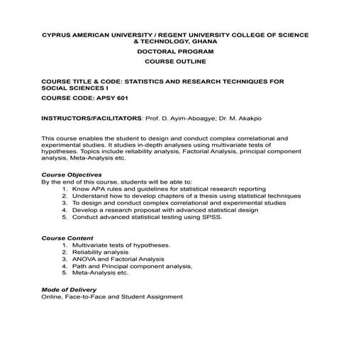 APSY 601 Statistics and research techniques for social sciences I.docx