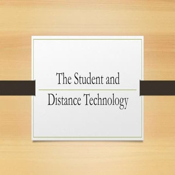 The Student and Distance Education