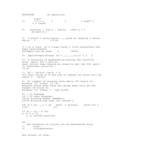 Aptitude 30 questions paper | DOC