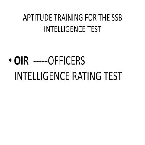 Aptitude introduction for ssb written  exam