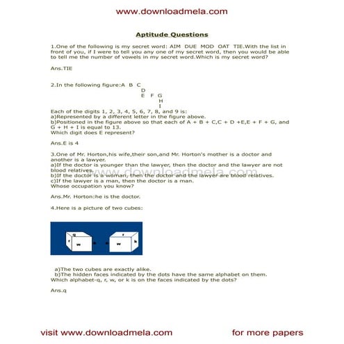 Aptitude sample questions