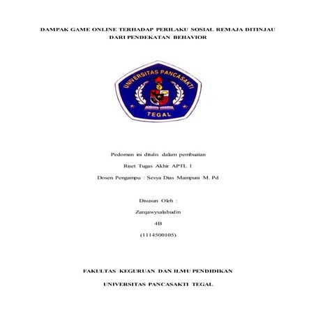 ANALISIS PERUBAHAN TINGKAHLAKU( Dampak Game Online Terhadap Perilaku Sosial R...