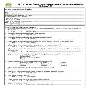 Formulario de Aptitud Física 2