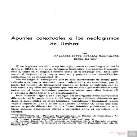Apuntes cotextuales a los neologismos de umbral