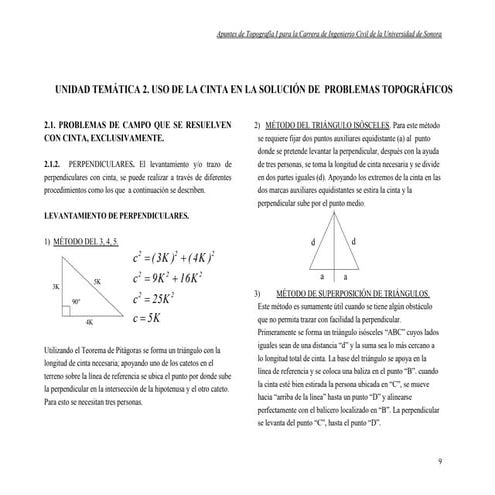 Agrimensura. Levantamientos con cinta
