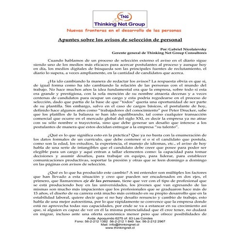 Apuntes Sobre Los Avisos De SeleccióN De Personal