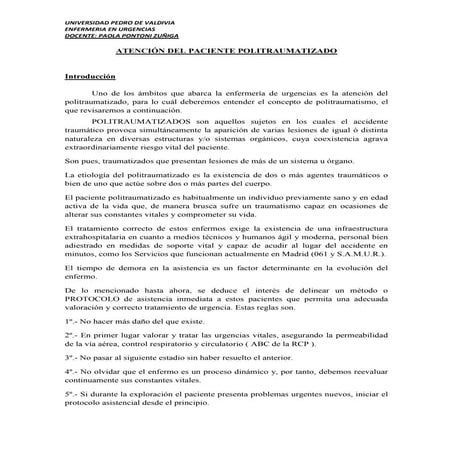 Apuntes urgencia, politraumatizado