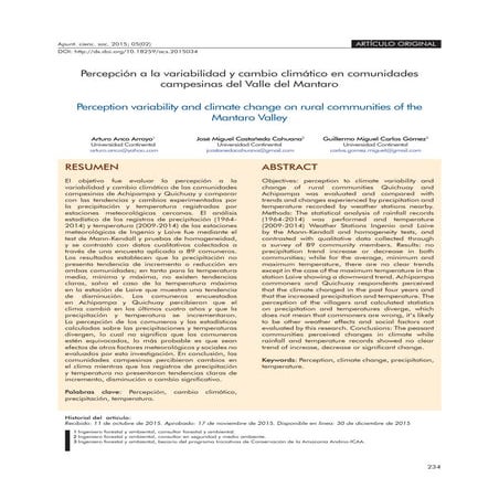 Percepcion a la variabilidad y cambio climatico en comunidades campesinas del...