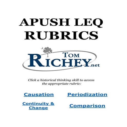 APUSH LEQ Rubric
