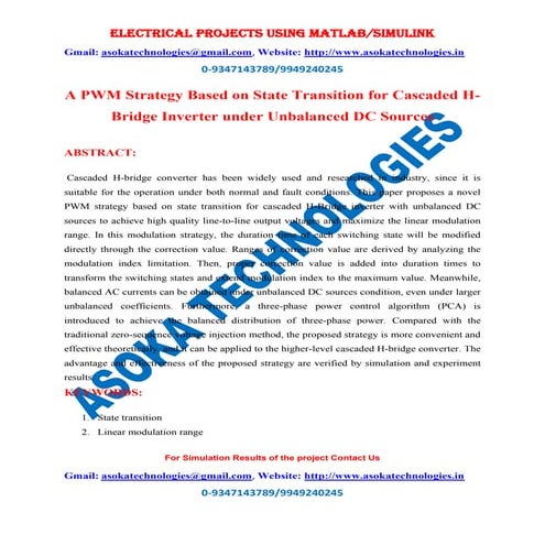 A PWM Strategy Based on State Transition for Cascaded H-Bridge Inverter under...