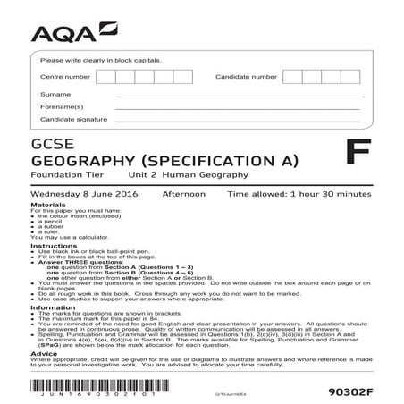 Aqa -jun16 geography foundation paper good for practice