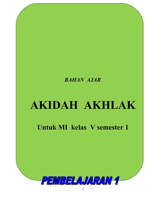 Aqidah Akhlak Kelas 5 Sem 1