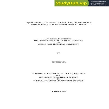 A QUALITATIVE CASE STUDY FOR INCLUSIVE EDUCATION IN A PRIMARY PUBLIC ...