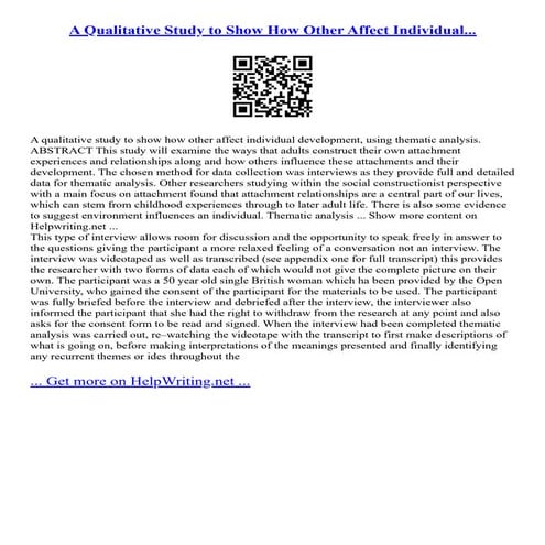 A Qualitative Study To Show How Other Affect Individual...
