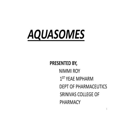 Aquasomes evaluation
