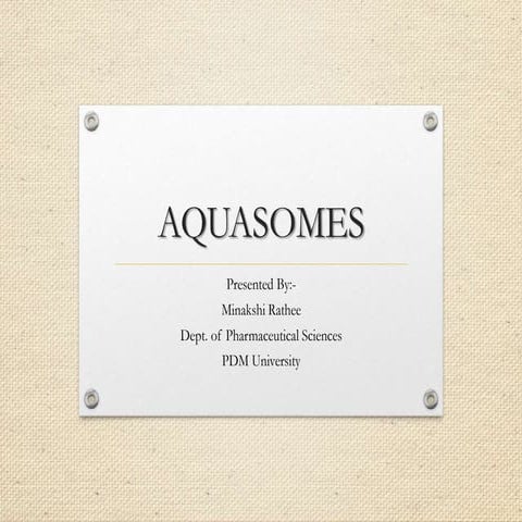 Aquasomes: Basic consideration