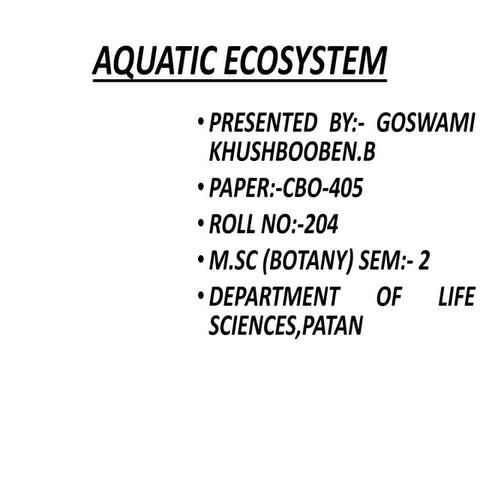 Aquatic ecosystem