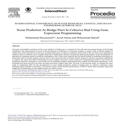 Scour prediction at bridge piers in cohesive bed using gene expression progra...
