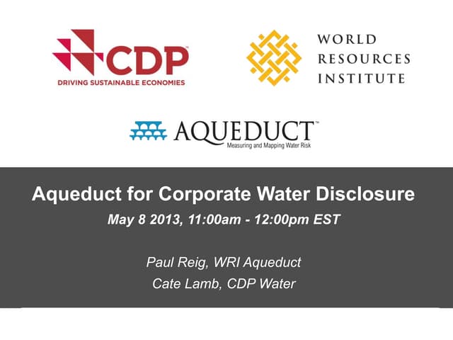 Aqueduct CDP Corporate Water Disclo...