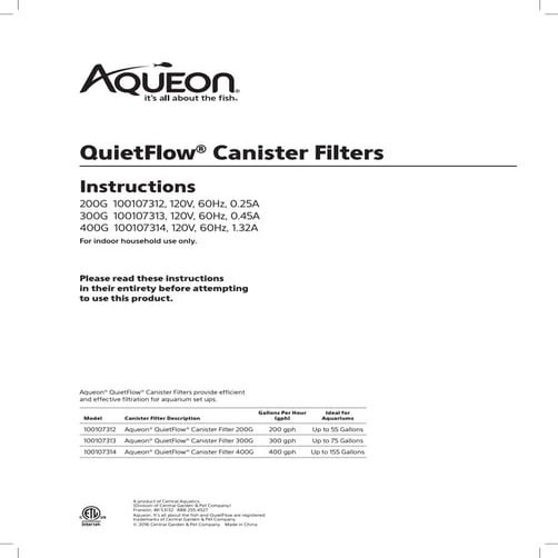 AQUEON Canister Filter InstructionsOwners Manual.pdf