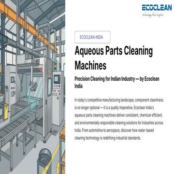 Precision Aqueous Parts Cleaning Solutions for Indian Manufacturing | PDF
