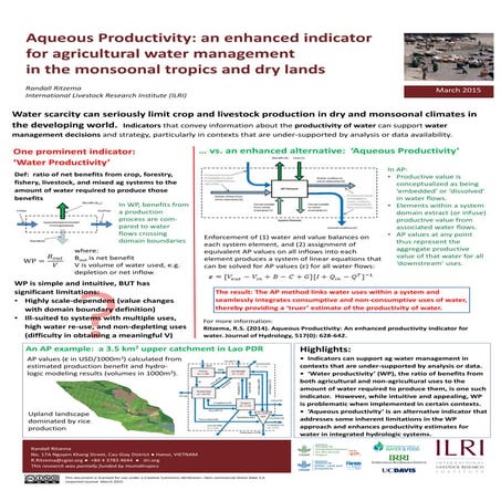Aqueous Productivity: An enhanced indicator for agricultural water management...