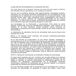 A que retos se enfrenta el docente ...