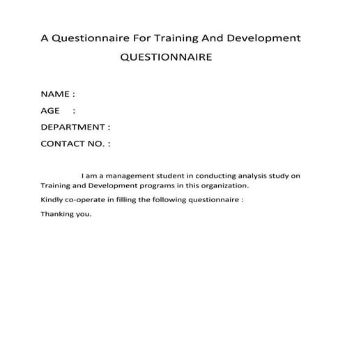 A questionnaire for training and development 3