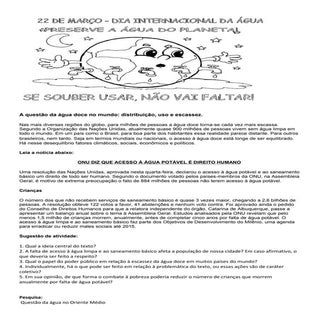 A questão da água doce no mundo 3º ...