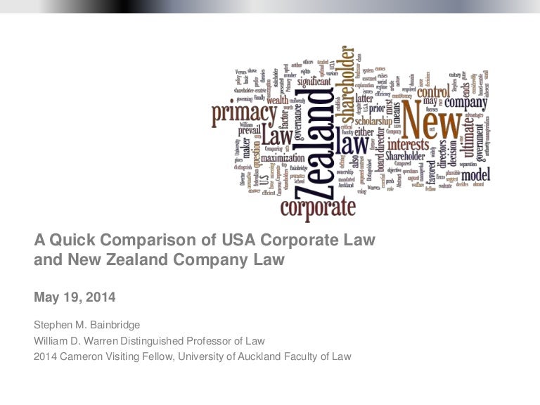 A Quick Comparison of USA Corporate Law and New Zealand Company Law