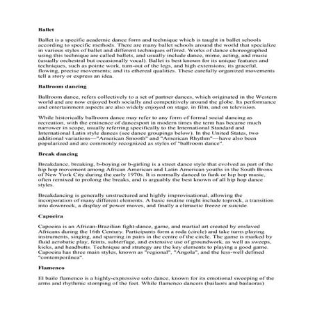 A quick guide to dance | DOCX