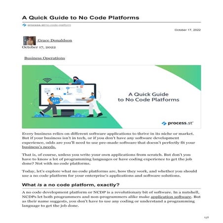 A Quick Guide to No Code Platforms