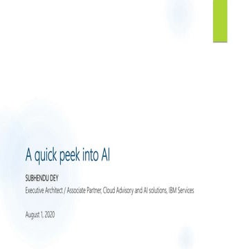 A quick peek into the word of AI