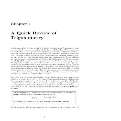 A quick review of trignometery
