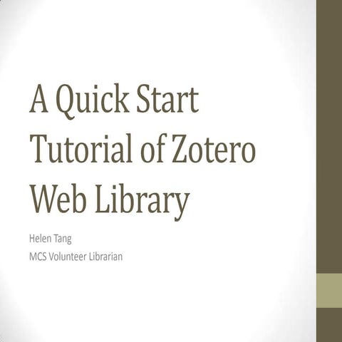 A quick start tutorial of zotero web library | PPTX
