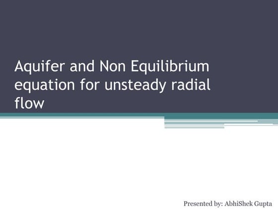 Non equilibrium equation for unsteady radial flow