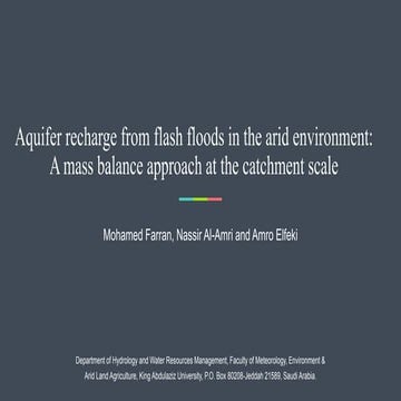 Aquifer recharge from flash floods in the arid environment: A mass balance ap...