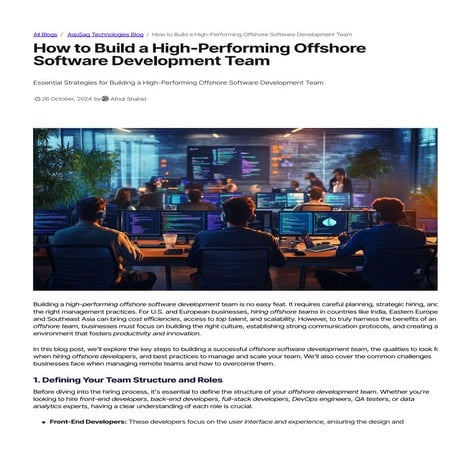 How to Build a High-Performing Offshore Software Development Team