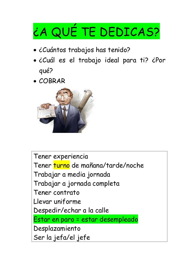 A Que Te Dedicas En Italiano