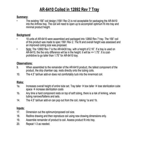 Ar 6410 coiled into tray - issues