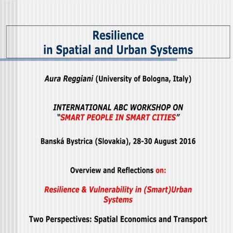 Resilience in Spatial and Urban Systems | PDF